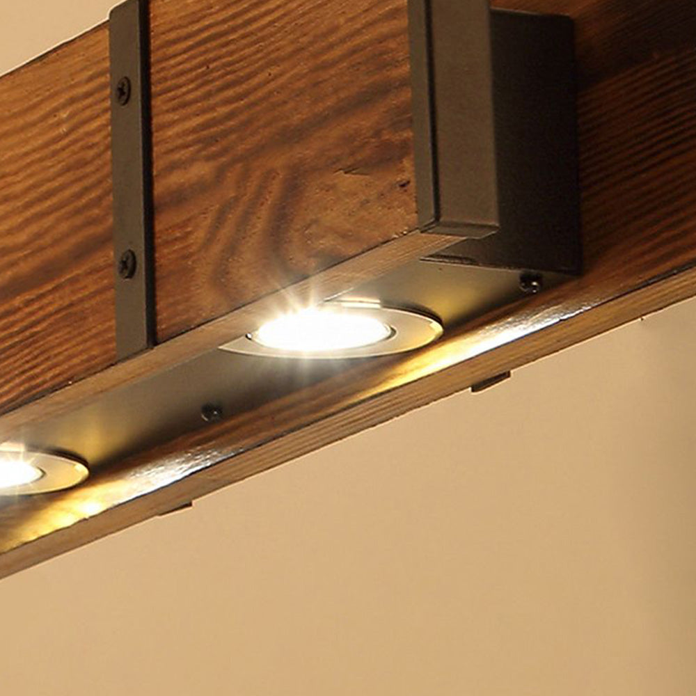 Alessio wood pendant light, recessed LED lighting detail