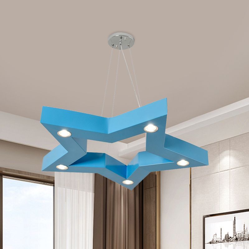 Blue Minori Five-Pointed Star Pendant Light in a room setting