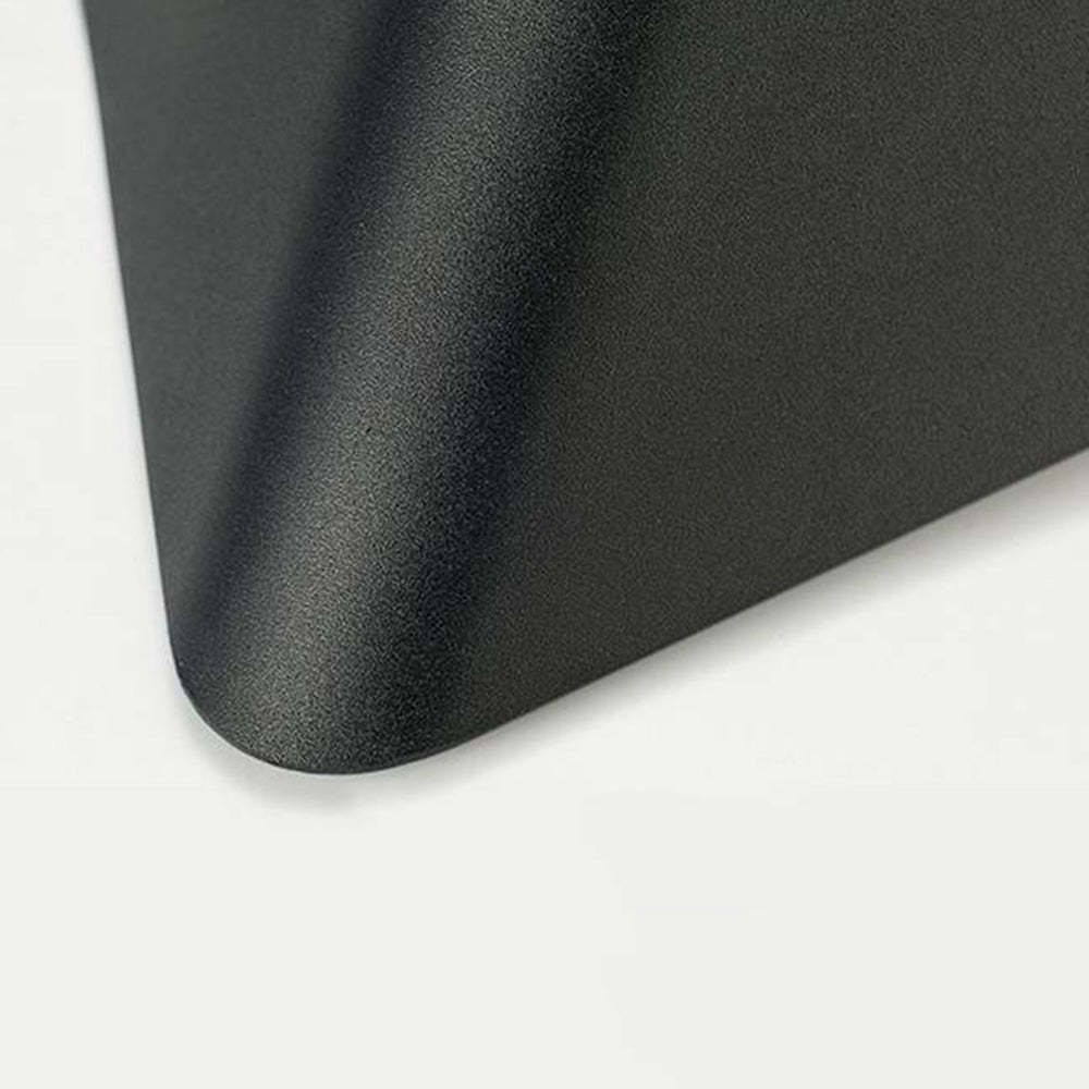 Close-up of Orr Black Metal Outdoor Wall Lamp corner detail.