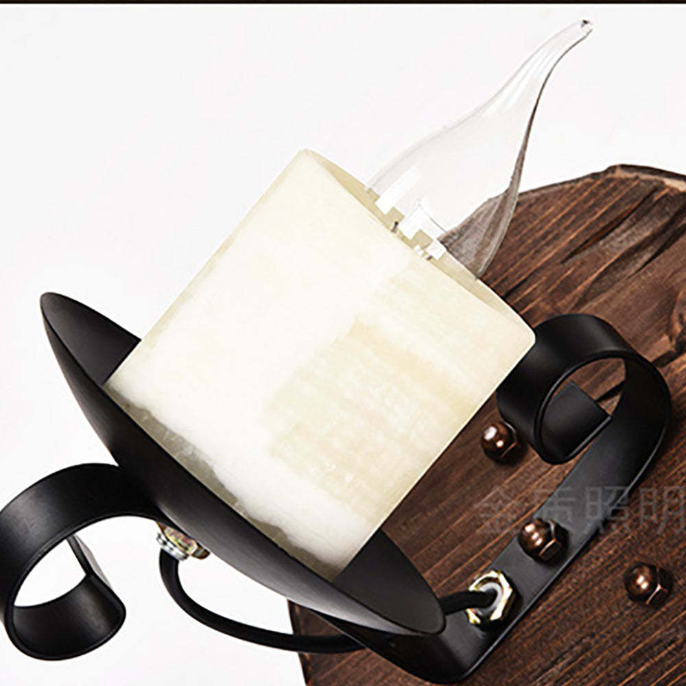 Austin Wall Lamp: Vintage Wood and Metal Candle Sconce