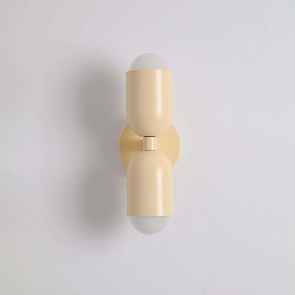 Beige Morandi wall lamp: Double light fixture, artistic lighting.