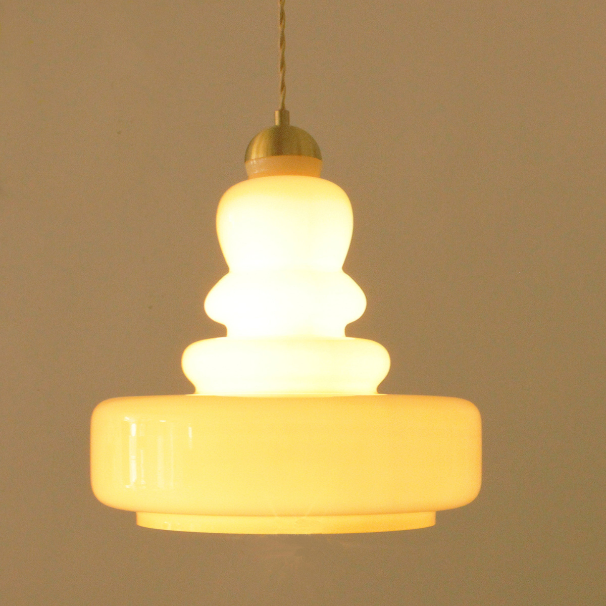 Morandi pendant light, warm, beige glass, modern design
