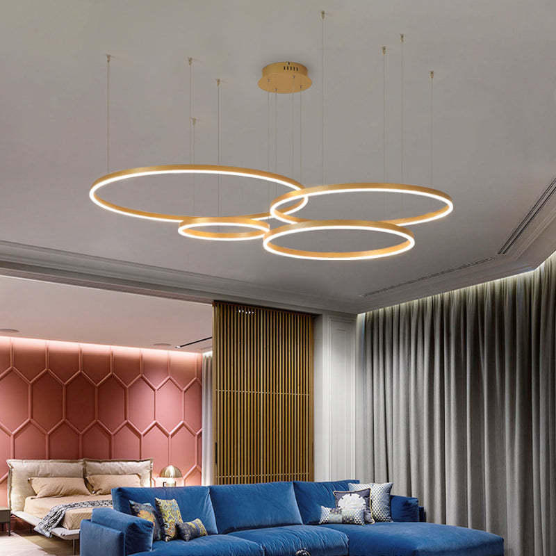 Arisha Modern Pendant Light - Gold Circle LED in Living Room Arisha Modern Pendant Light Tir-Circle Metal