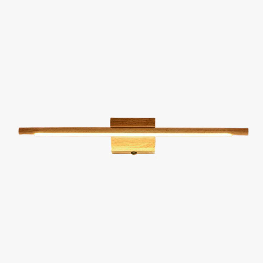 Ozawa Mirror Front Vanity Wall Lamp - Wooden LED Fixture
