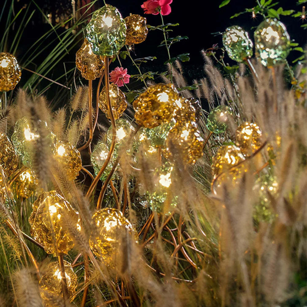 Decorative flower ground lights in garden