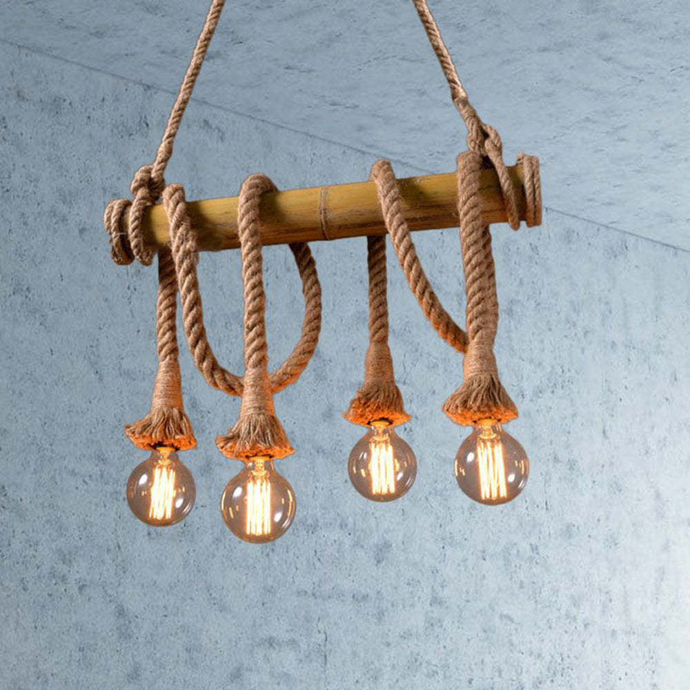 Alessio Bamboo Pendant Light with Rope Detail