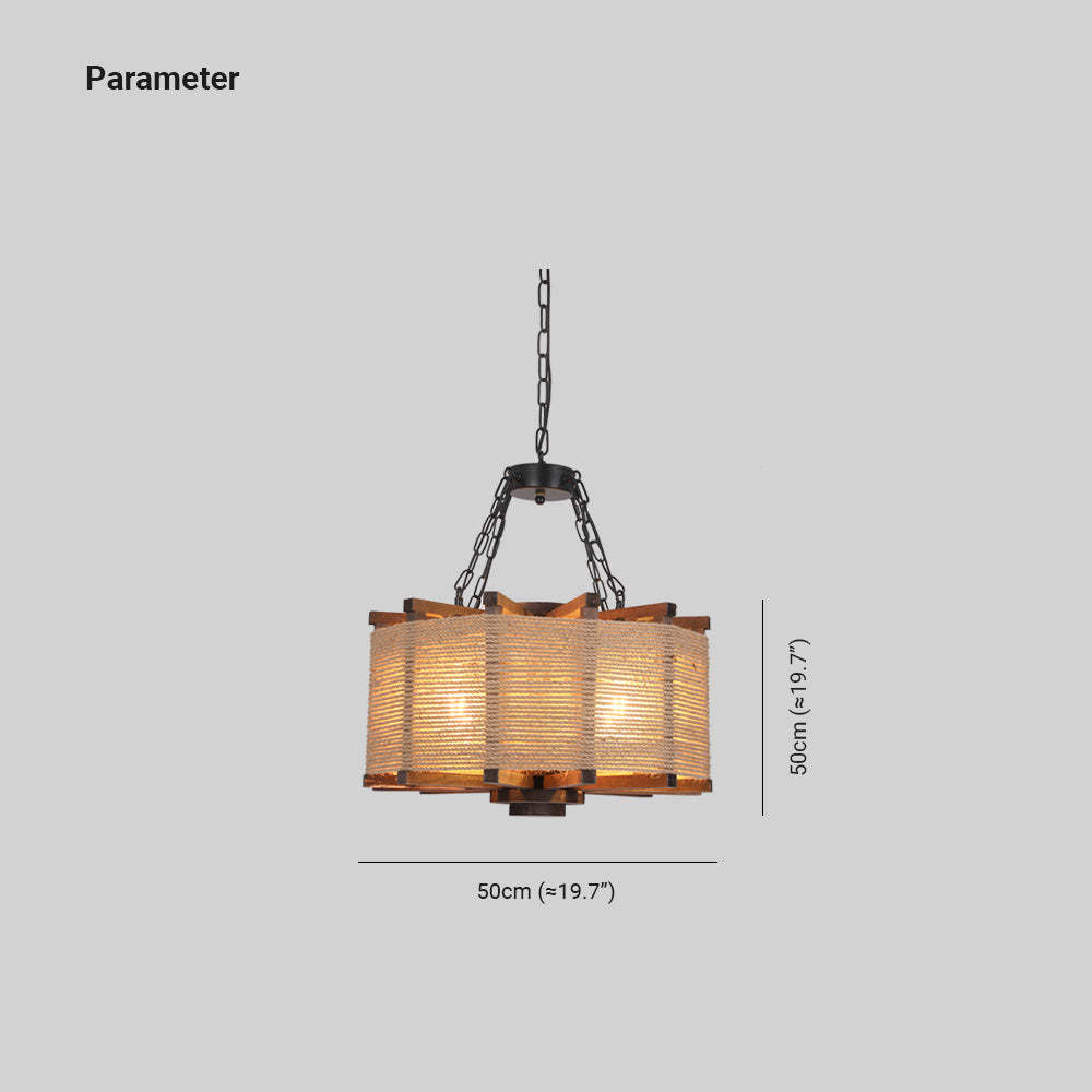 Austin Wood & Rope Pendant Light Dimensions