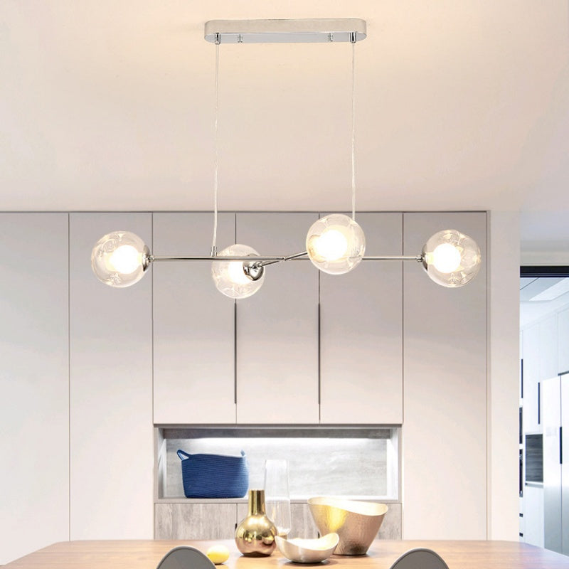 Chrome Valentina Modern LED Chandelier with glass globes, ideal for living room