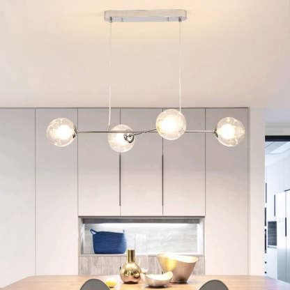 Chrome Valentina Modern LED Chandelier with glass globes, ideal for living room