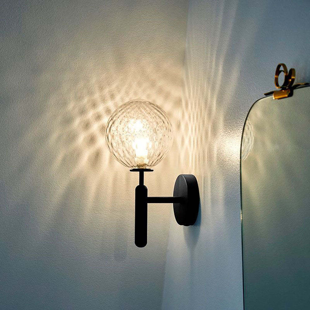 Valentina wall lamp lighting hallway, textured glass shade