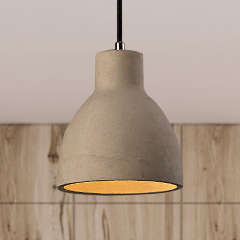 Gray Cement Dome Pendant Light for Living Room