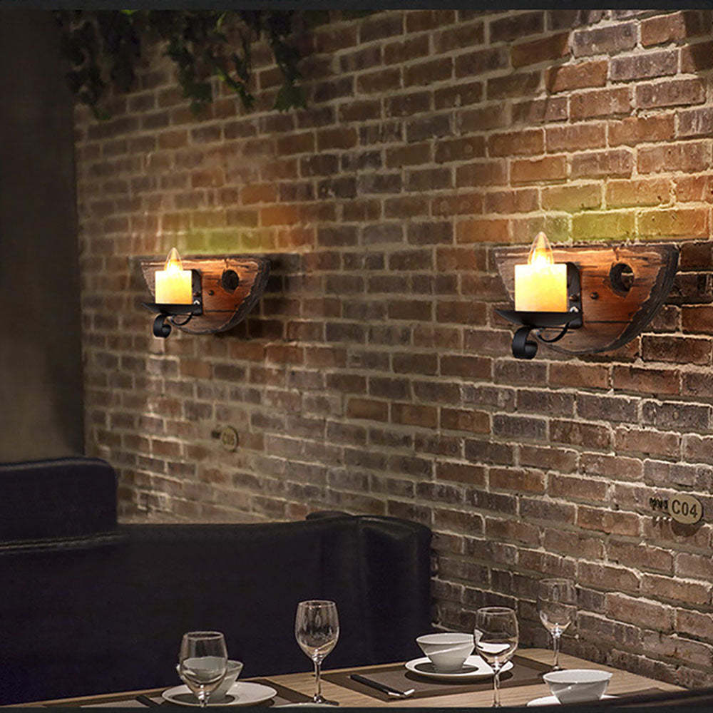 Vintage Candle Wall Lamp on Brick Wall