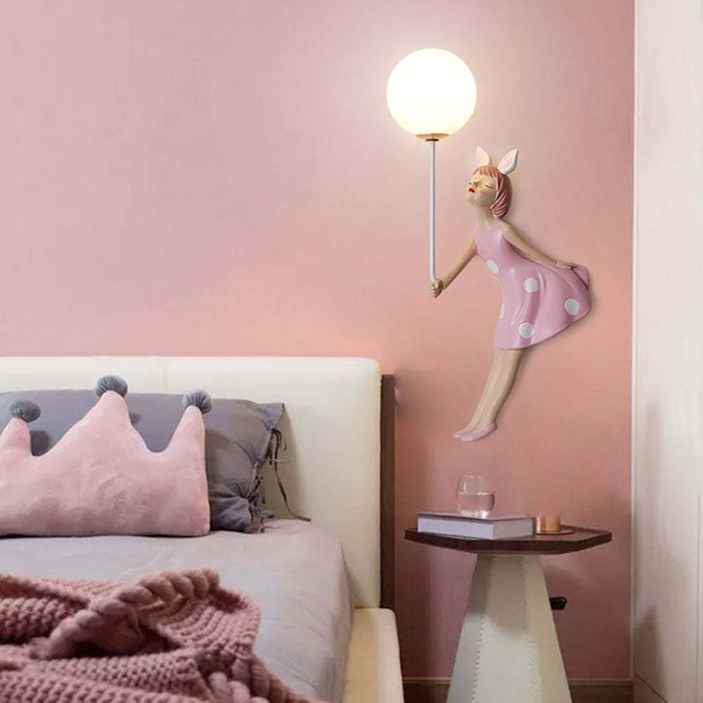 Pink girl wall lamp in children's bedroom