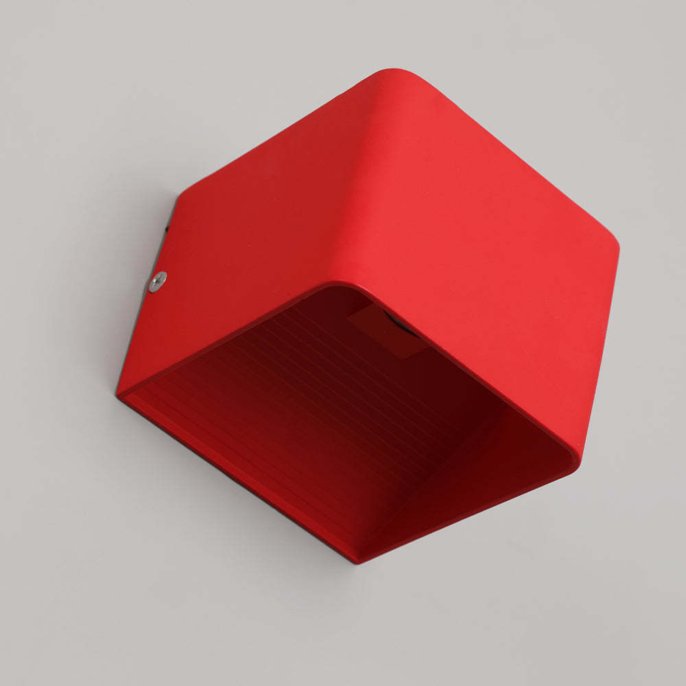 Red Orr Square Wall Lamp on White Wall