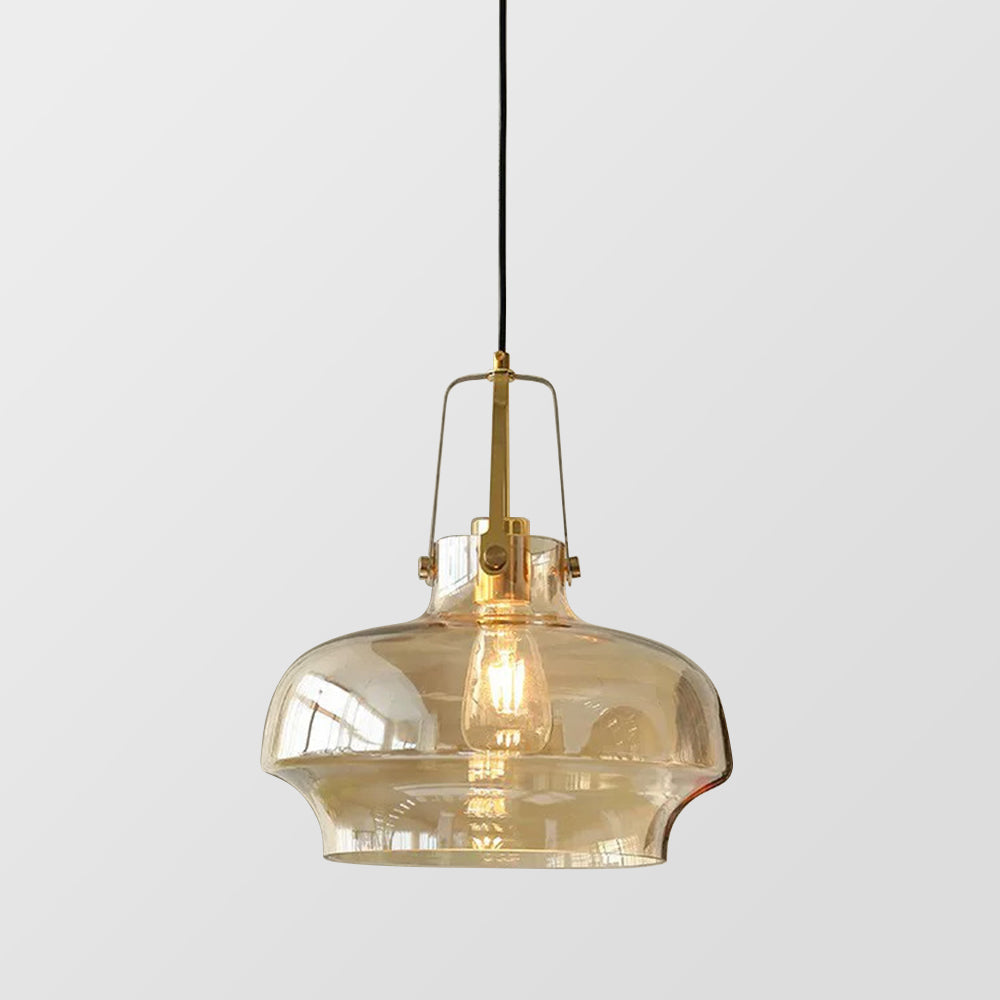 Hailie Modern Pendant Light with Amber Glass