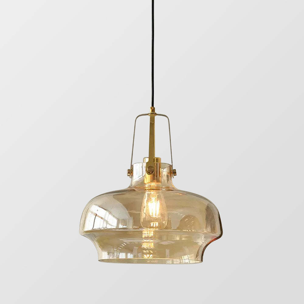 Hailie Modern Pendant Light with Amber Glass