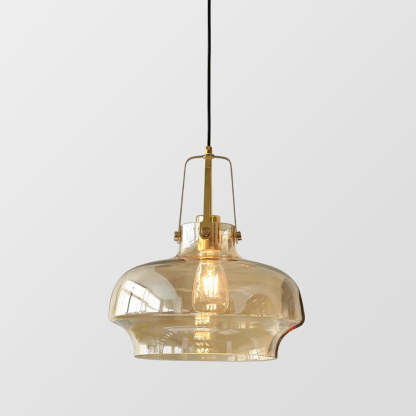 Hailie Modern Pendant Light with Amber Glass