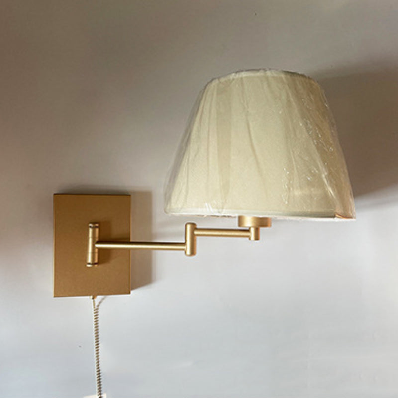 Brady Fabric Wall Lamp - Gold Metal Adjustable Arm