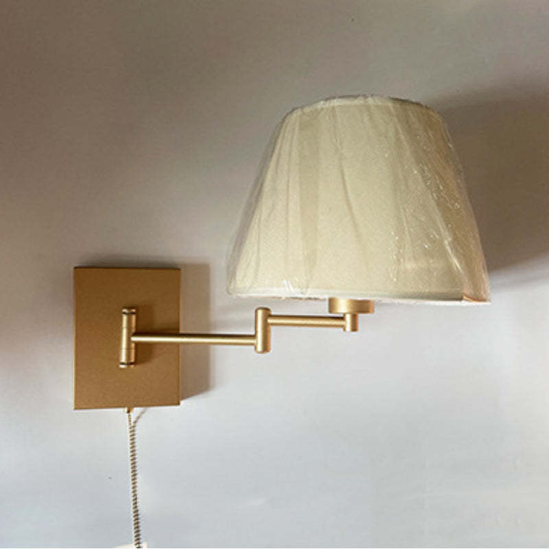 Brady Fabric Wall Lamp - Gold Metal Adjustable Arm