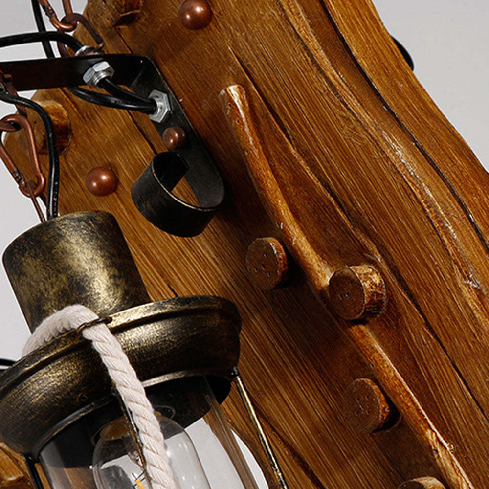 Walnut wood & metal Austin Saxophone Pendant Light detail