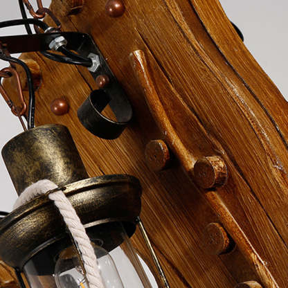 Walnut wood & metal Austin Saxophone Pendant Light detail