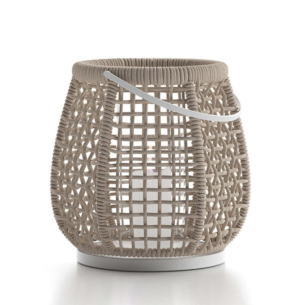 Ritta Outdoor Lantern with Rattan Weave Detail