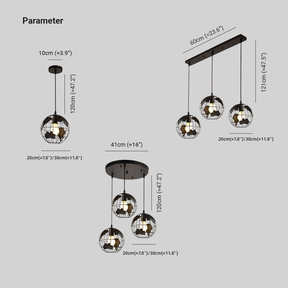 Alessio Cluster Globe Pendant Light Dimensions