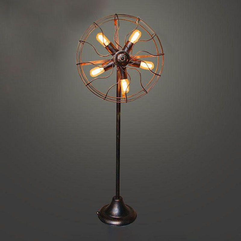 Alessio Vintage Metal Floor Lamp, Fan Design