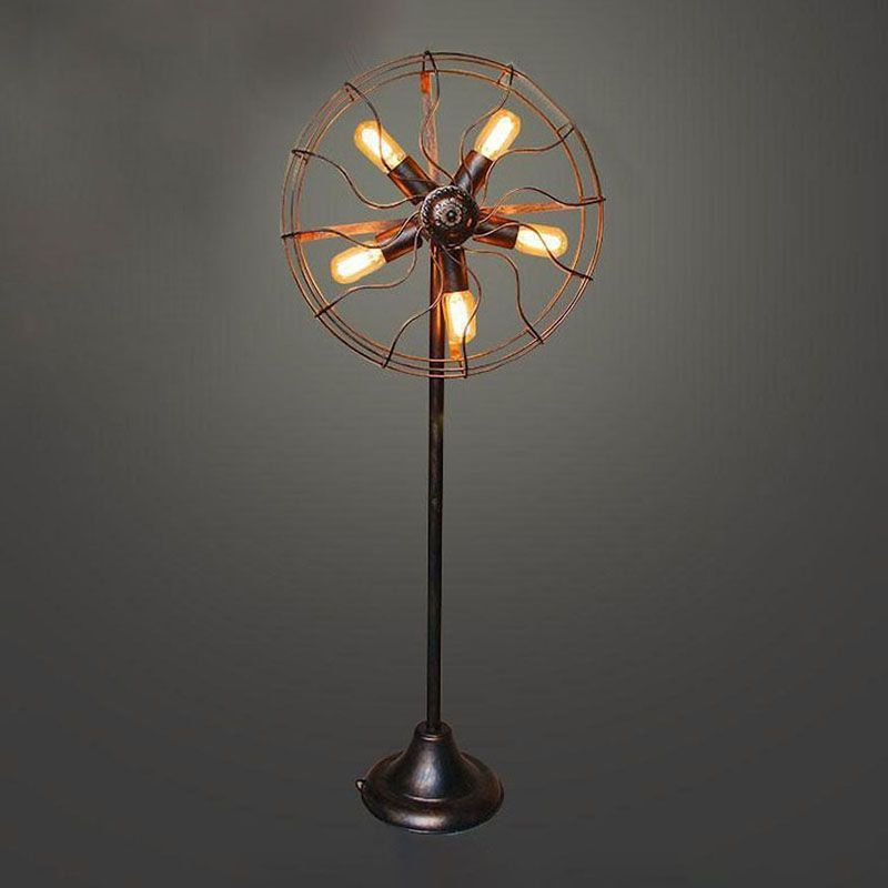 Alessio Vintage Metal Floor Lamp, Fan Design