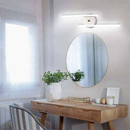 Modern double linear LED wall lamp in bathroom