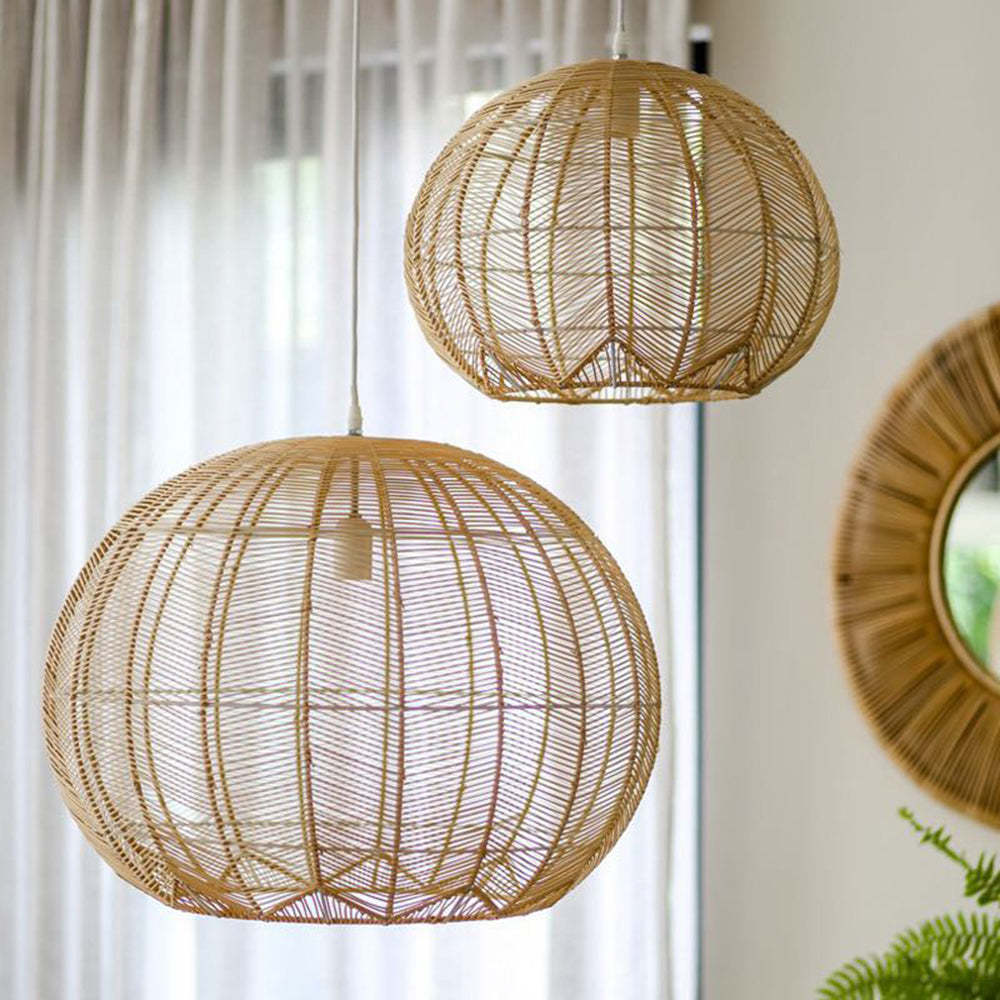 Ritta Rattan Pendant Lights in Living Room