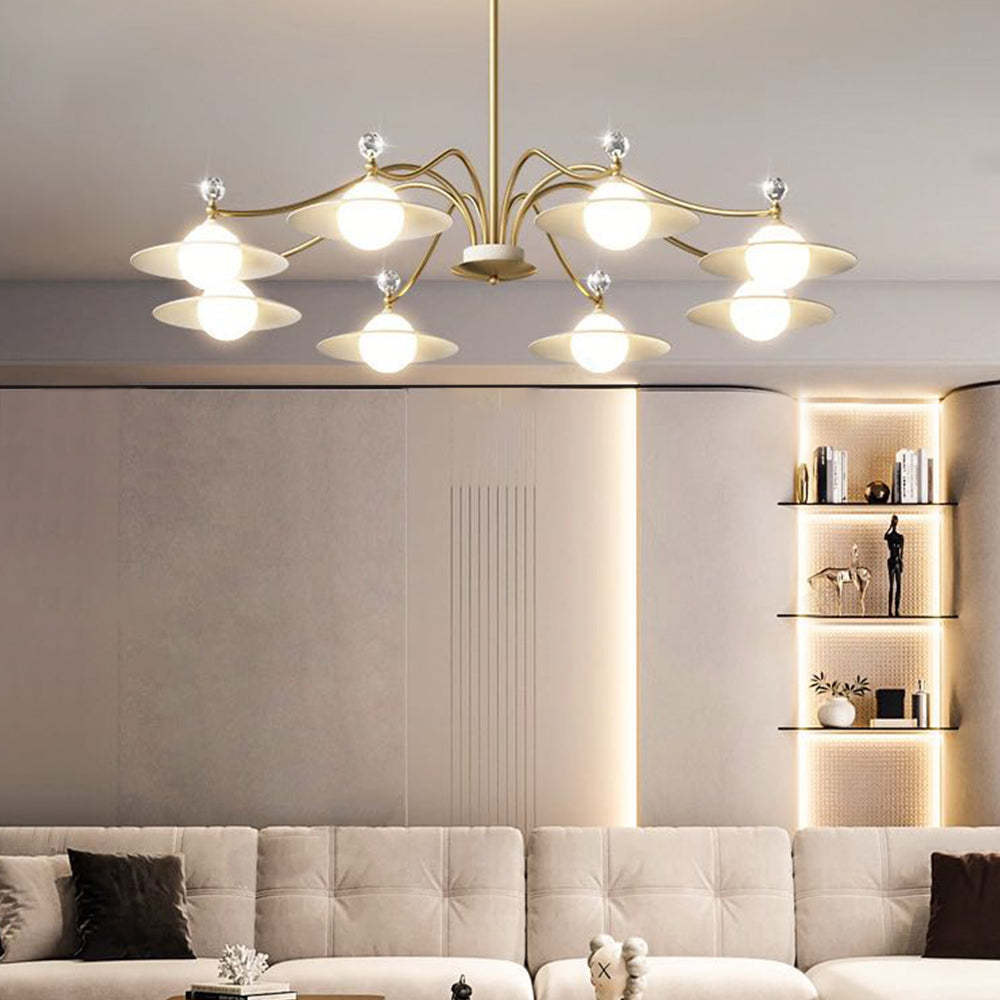 Carins modern chandelier. Blown glass 6-light fixture.