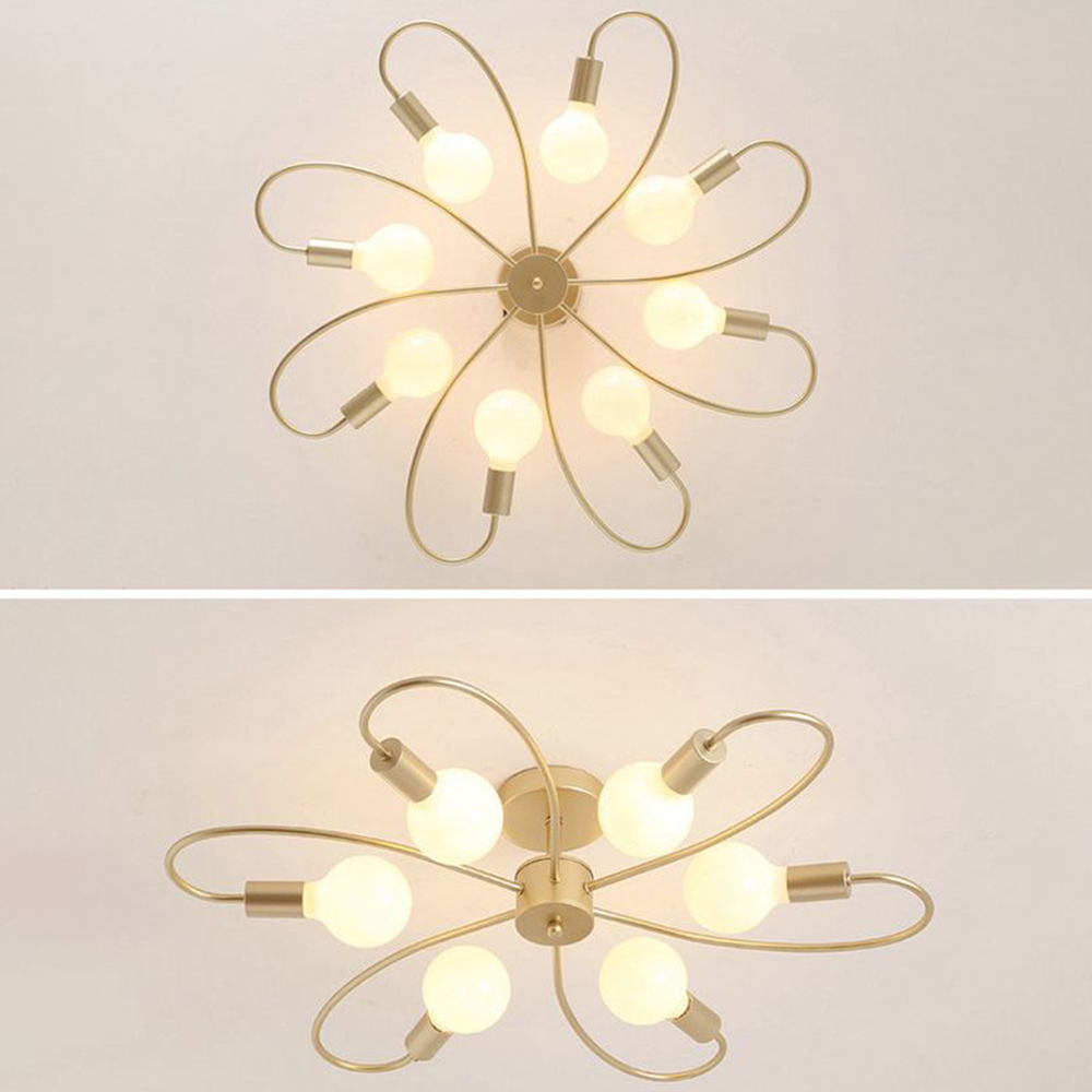 Valentina Ceiling Light, gold metal fixture, bulb lights