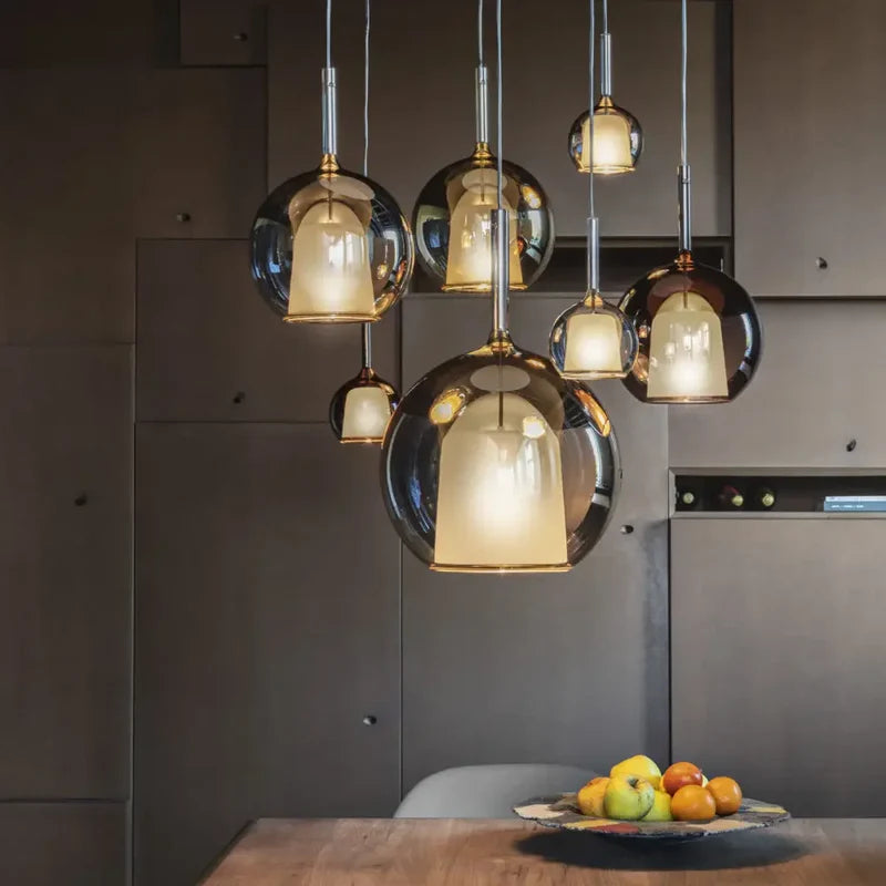 Hailie Sphere Pendant Lights over dining table