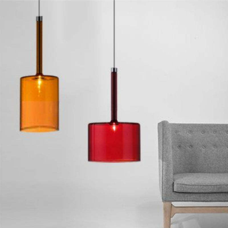 Hailie modern glass pendant lights in red and orange, Lassola lighting