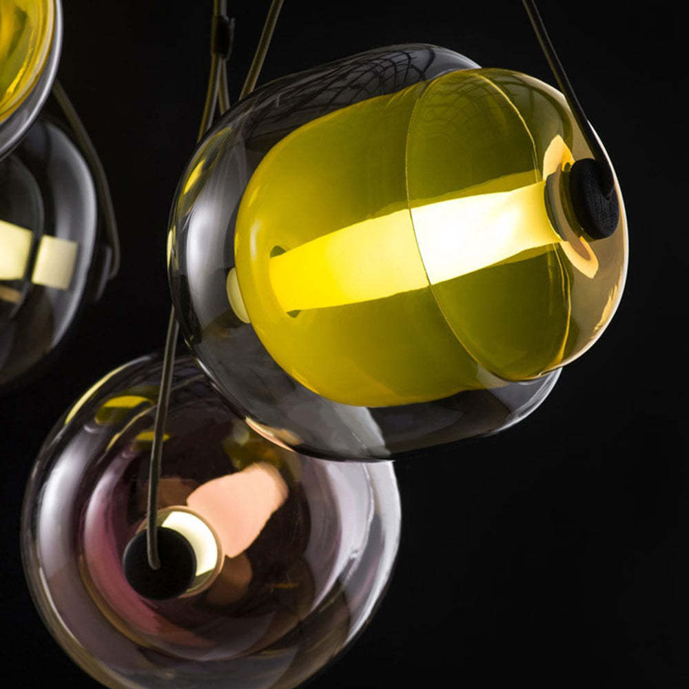 Hailie Glass Pendant Light, yellow bubble shade.