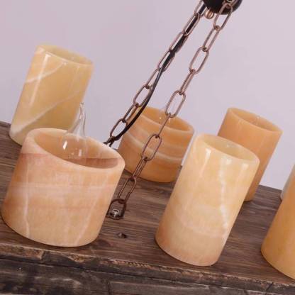 Rustic Candle Chandelier with Glass Shades