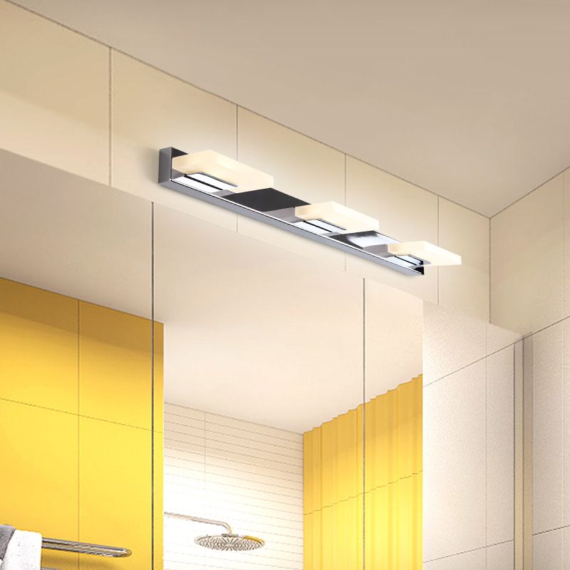 Modern square metal vanity wall lamp in bathroom