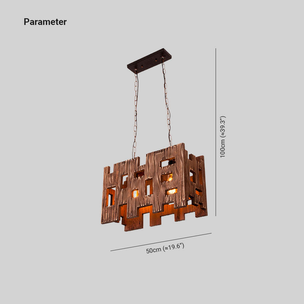 Wood pendant light with metal shade, Las Sola lighting