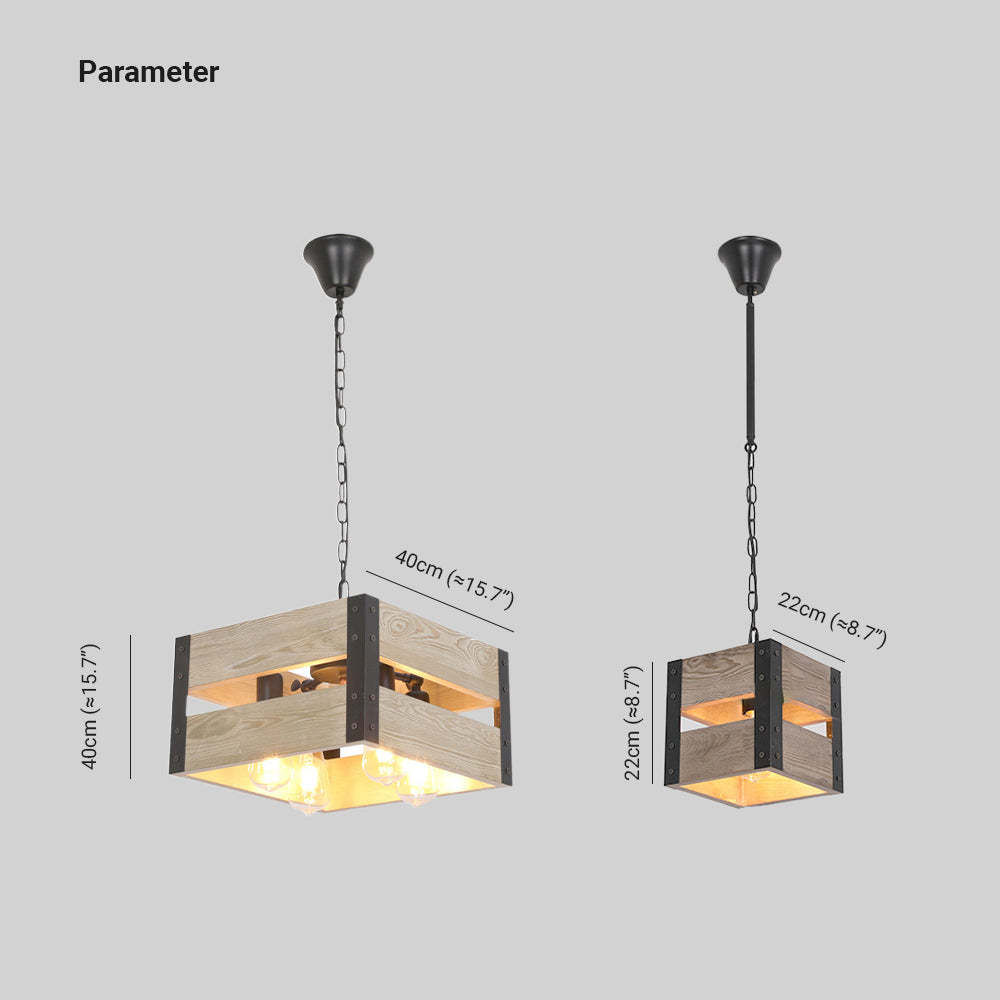 Alessio Square Wood Pendant Light dimensions