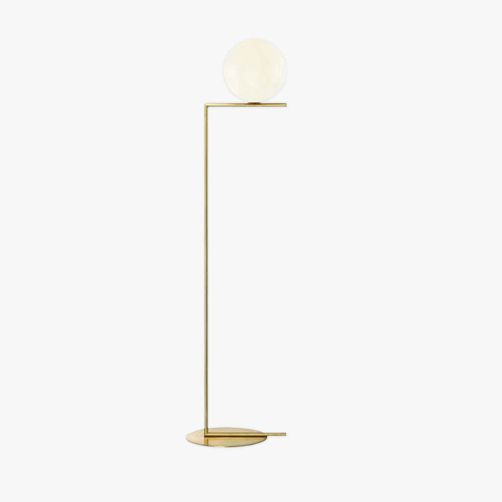 Valentina Modern Floor Lamp, Brass Finish, Globe Shade