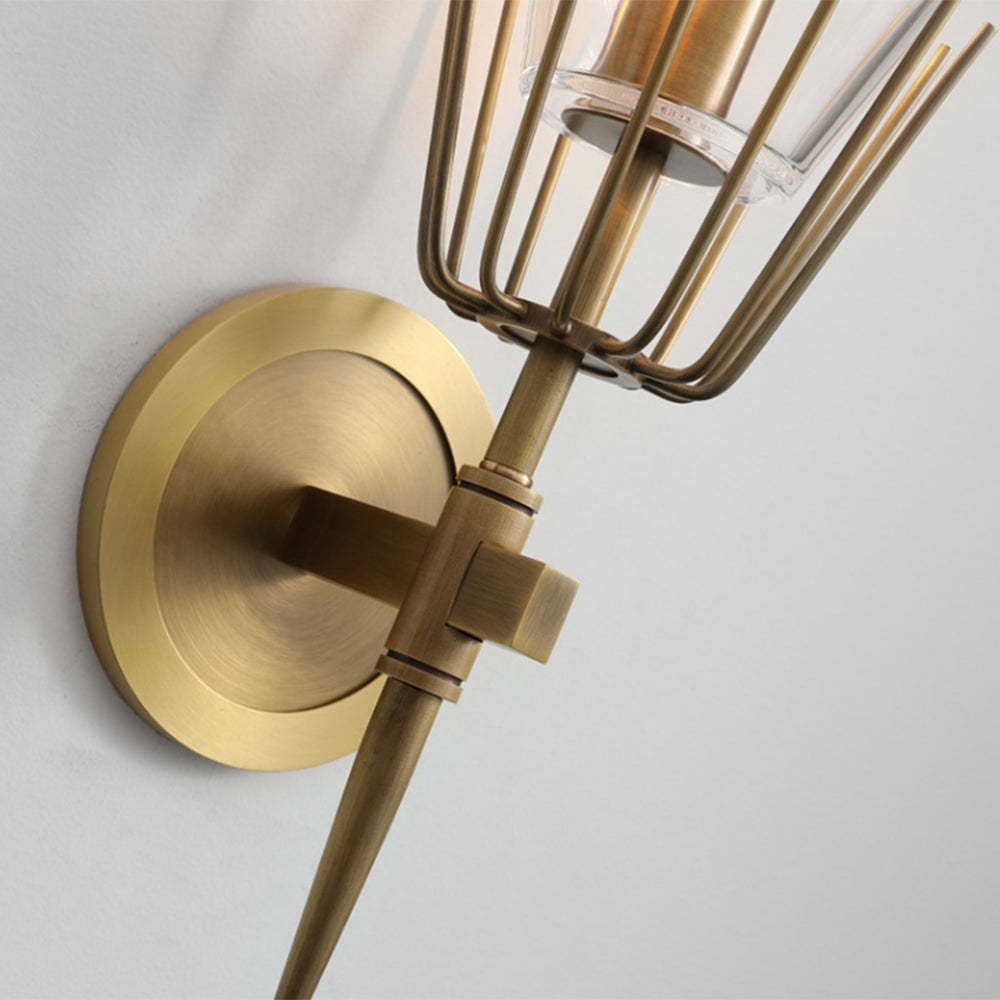 Blair Vintage Lantern Wall Lamp, Metal and Glass