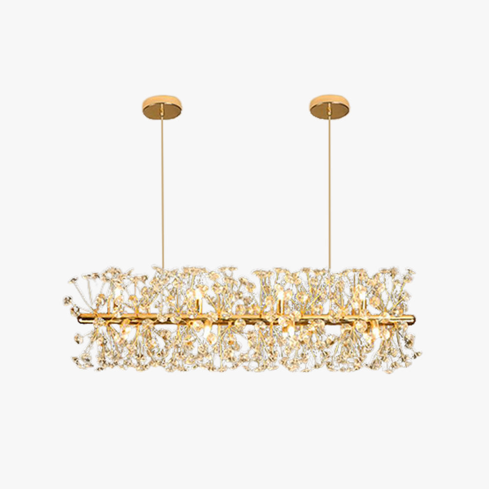 Lili Luxury Lineal Flower Chandelier - Crystal and Golden Finish