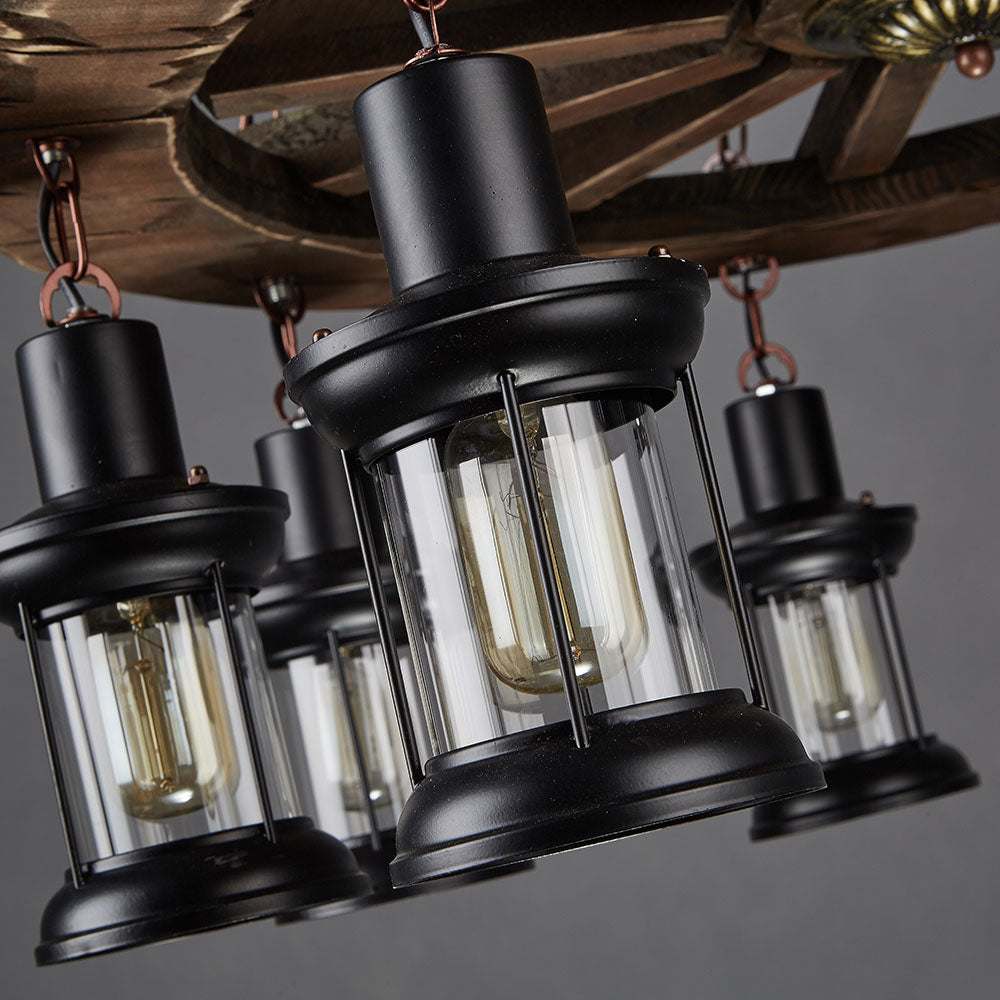 Rudder Pendant Light with Metal Lanterns
