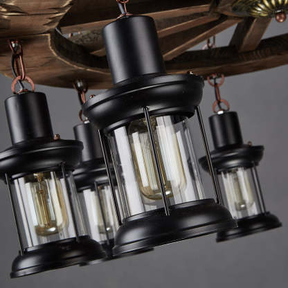Rudder Pendant Light with Metal Lanterns