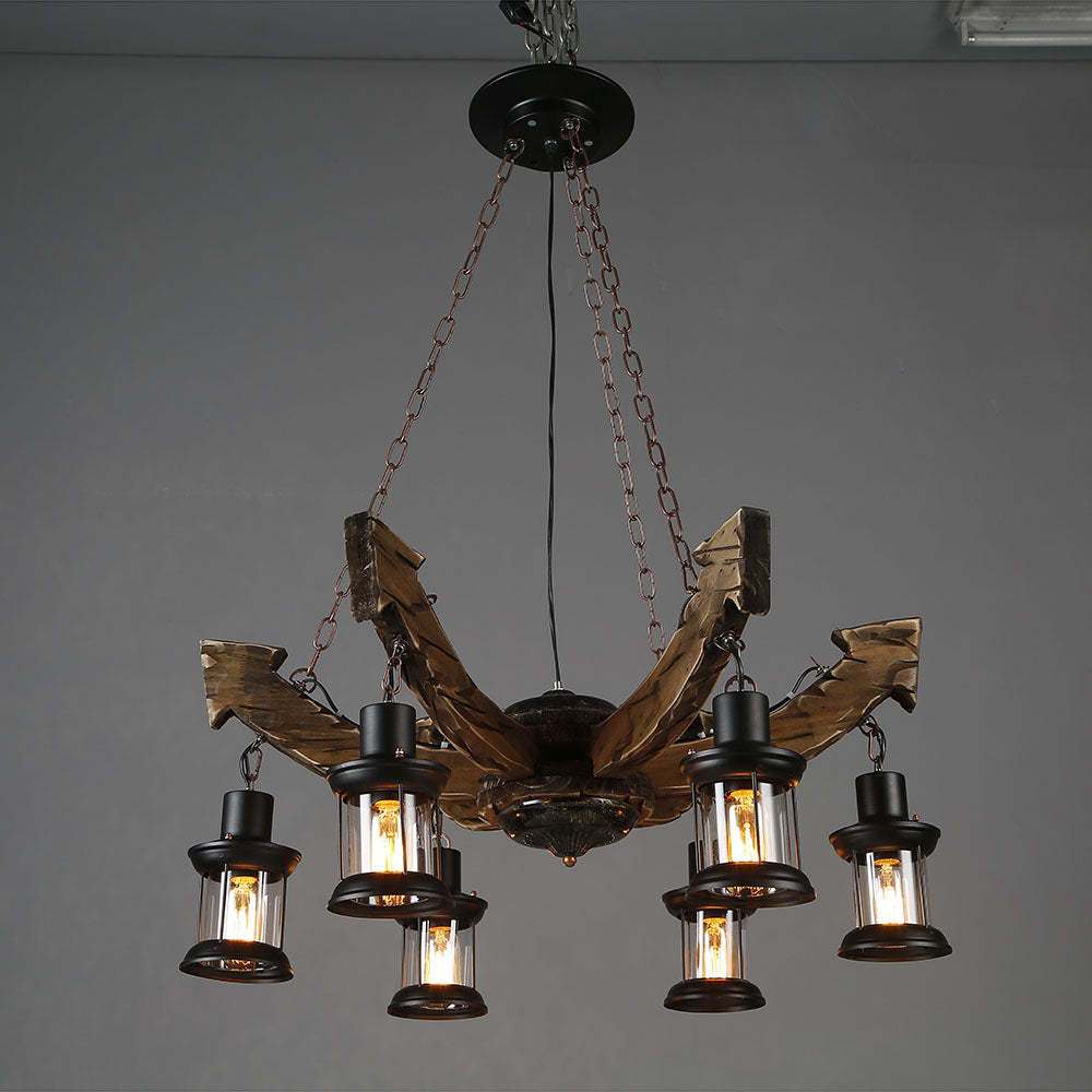 Austin metal and wood pendant light for dining room