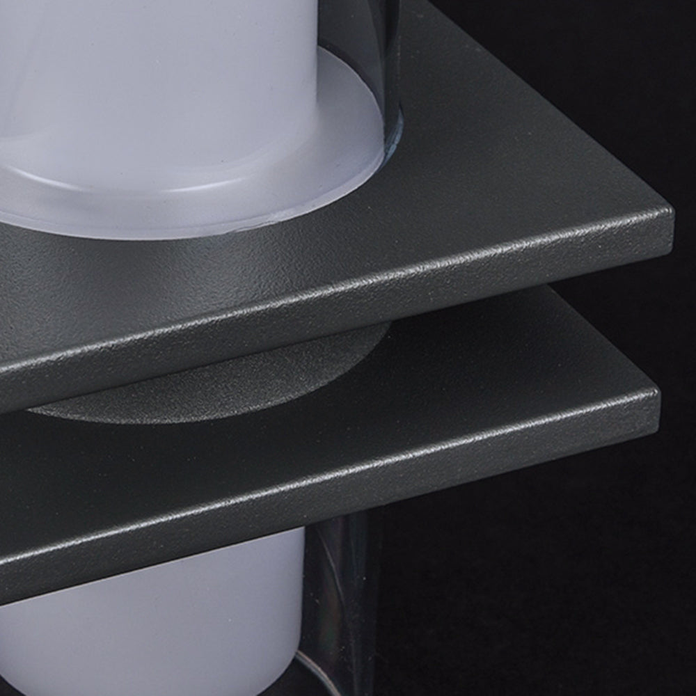 Close-up of Orr Outdoor Wall Lamp's metal and glass components