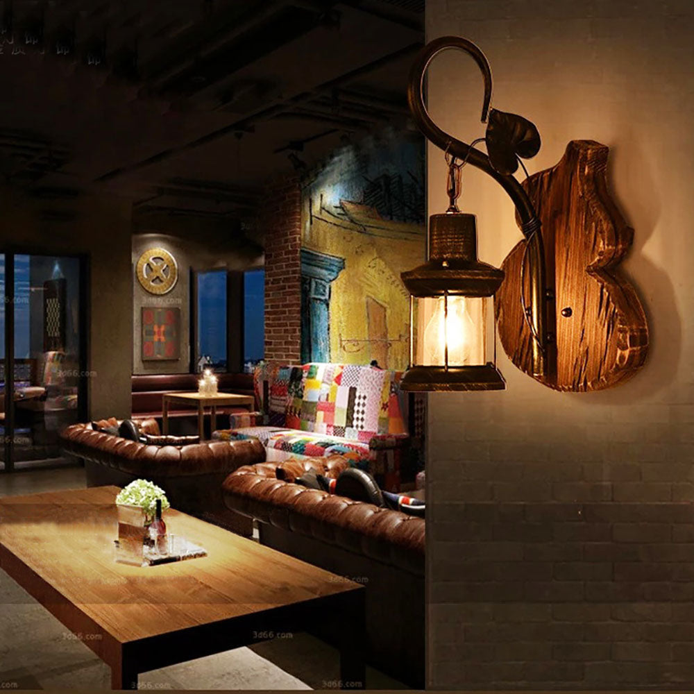Austin Wall Lamp, vintage style with wood and metal