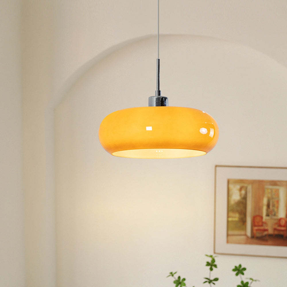 Bread Shape Glass Pendant Light Retro Orange/White Bedroom | Las Sola