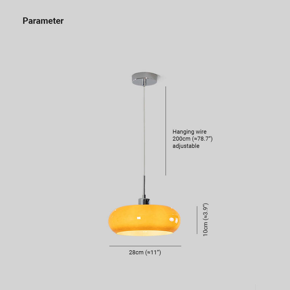 Hailie Yellow Glass Pendant Light Dimensions. Las Sola Lighting.